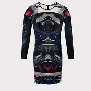 La Pateau Space Art To Wear Long Sleeve Bodycon Scuba Dress Size XS
